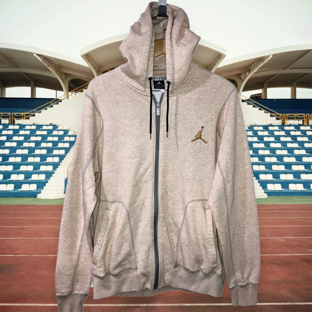 Nike Air Jordan Jumpman Hoodie Orange Peach Full Zip Up Sz Large Stains on back
